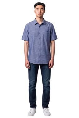 Wallin & Bros Men Blue Button Front Shirt Short Sleeve XL